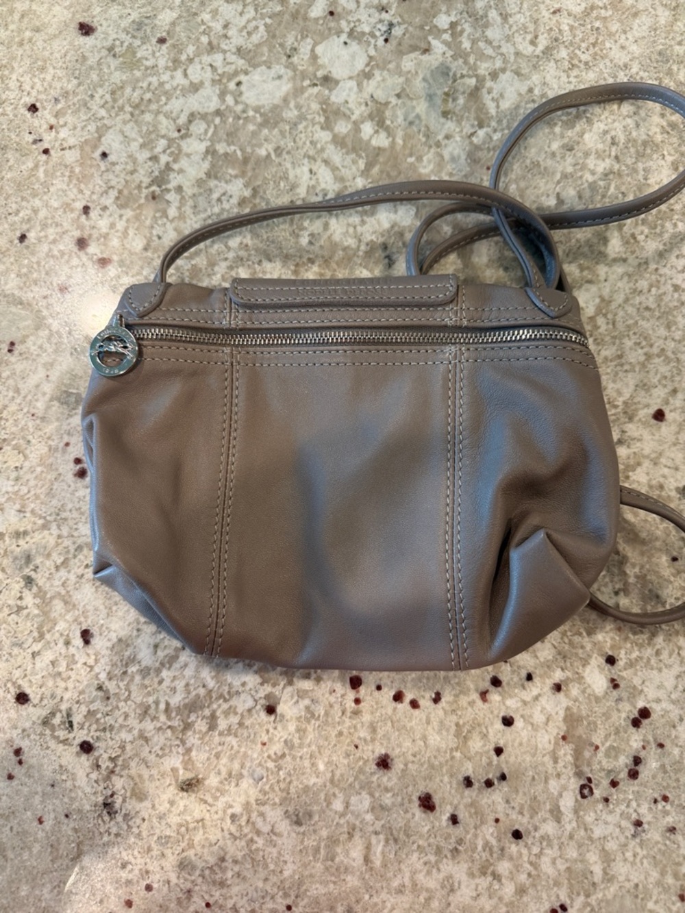 Longchamp Mini Crossbody Bag in Gray leather- Excellent condition. Barely used. - Picture 2 of 6